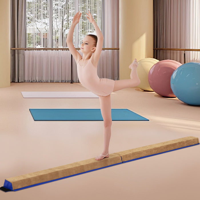 Trave da ginnastica pieghevole Equilibrio allenamento casa 240x15x6,5cm Blu-Sbarre e travi da ginnastica