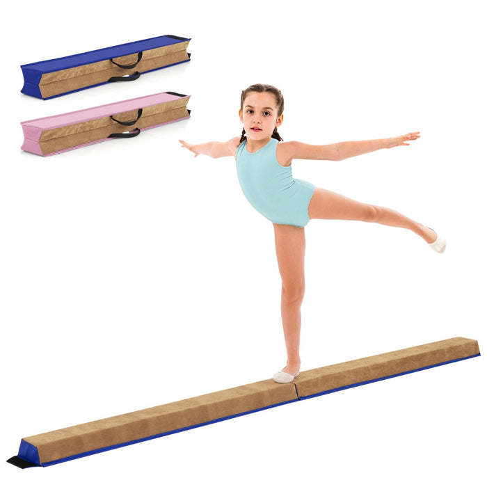 Trave da ginnastica pieghevole Equilibrio allenamento casa 240x15x6,5cm Blu-Sbarre e travi da ginnastica
