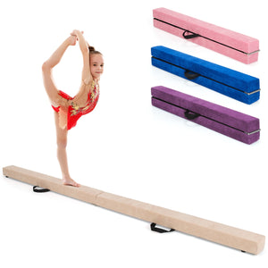 Trave da ginnastica pieghevole 210 cm con solida base di legno, Trave di equilibrio portatile con maniglie Giallo terroso-Sbarre e travi da ginnastica