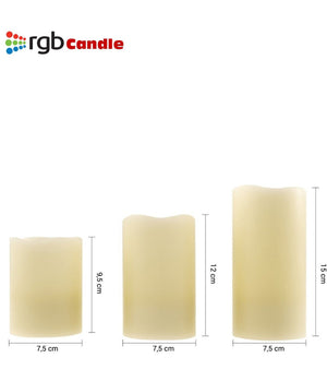 Tre Candele Led Senza Fiamma Con Telecomando Rgb Vera Cera Profumate A Vaniglia         