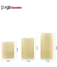 Tre Candele Led Senza Fiamma Con Telecomando Rgb Vera Cera Profumate A Vaniglia         