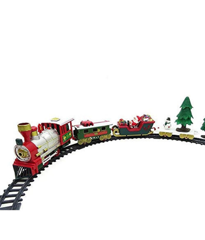 Trenino Natalizio Con Slitta Di Babbo Natale A Batteria Decorazione Base Albero         