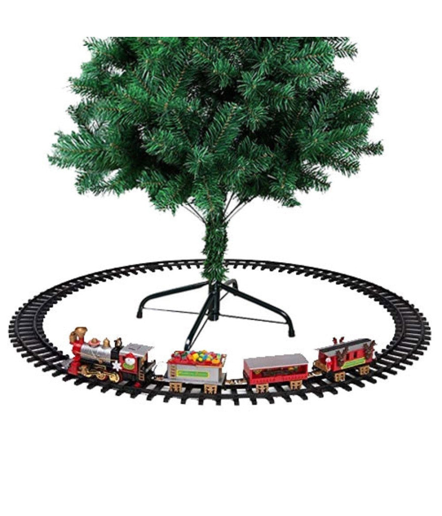 Trenino Natalizio Con Slitta Di Babbo Natale A Batteria Decorazione Base Albero         