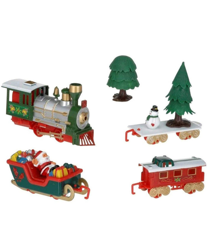 Trenino Natalizio Con Slitta Di Babbo Natale A Batteria Decorazione Base Albero         