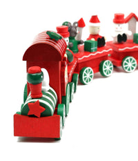 Trenino Natalizio In Legno Con 6 Vagoni 32cm Rosso E Bianco Decorazioni Natale         