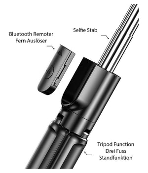 Treppiede 3in1 Selfie Stick Bluetooth Asta Estensibile Con Telecomando Portatile         
