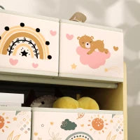 Mobile Portagiochi per Bambini a 3 Livelli con 9 Contenitori in Tessuto, 93x30x70 cm, Giallo