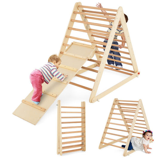 Scala triangolare da arrampicata 120 x 71 x 110 cm 2 in 1 pieghevole e robusta per bambini in legno naturale 20_0014731
