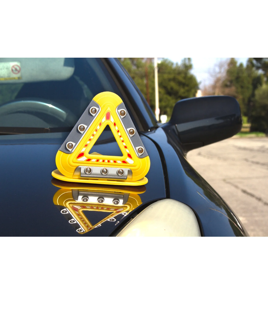 Triangolo Di Emergenza Per Auto A 9 Led Ricaricabile Segnale Pericolo Magnetico         