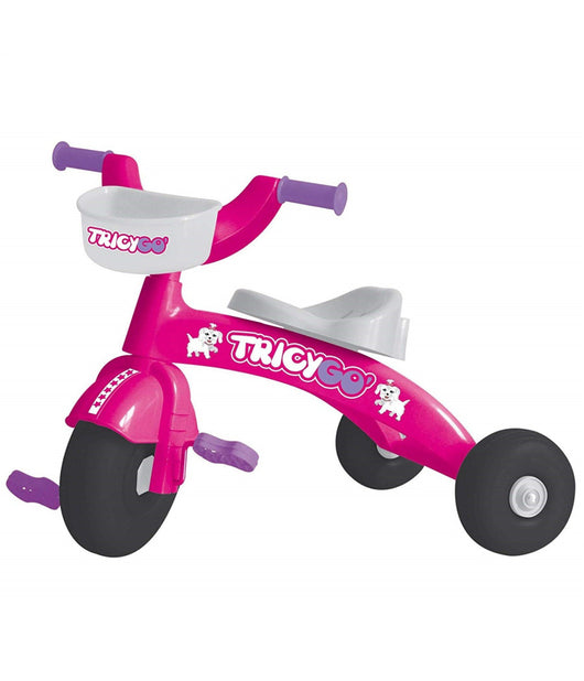 Trade Shop - Triciclo Bici Scooter 3 Ruote Con Pedali Bambina Baby Tricygo' Cagnolino Fucsia -