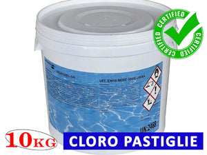 Cloro in Pastiglie 10 Kg per Pulizia Acqua Piscina Tricloro 90/200 90%