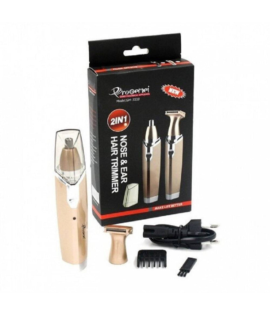 Trimmer Rifinitore A Batteria Gm-3110 Rasoio Capelli Naso Ricaricabile 2 In 1         