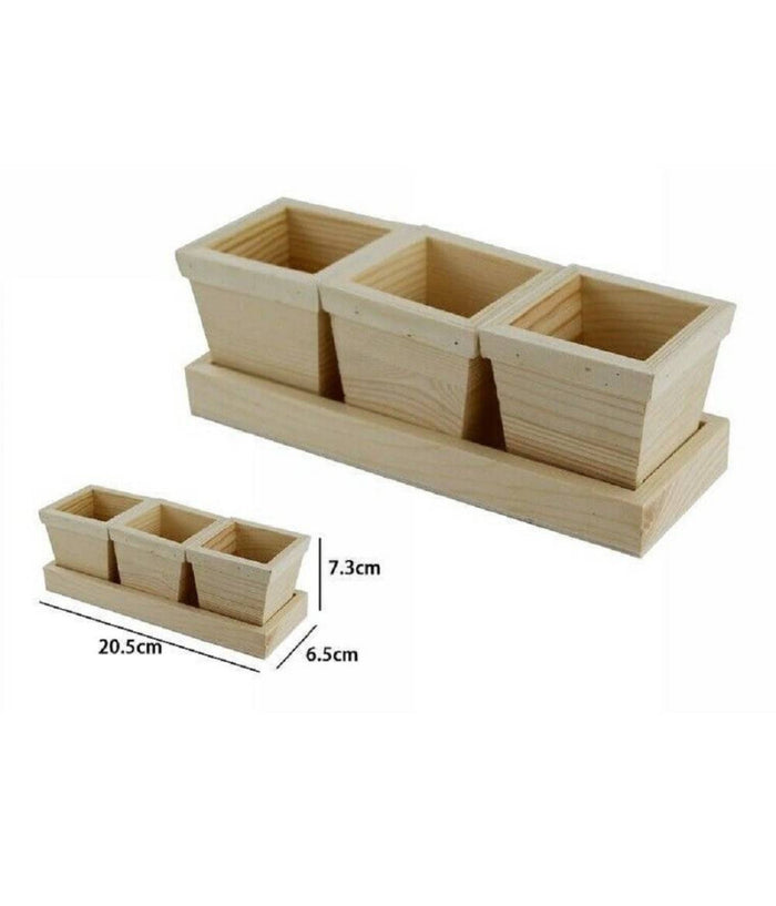 Tris Scatole Contenitori 3 Pezzi Con Base In Legno Naturale Decoupage 53455a         