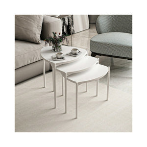 Tris tavolini da salotto Lenny colore bianco