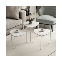 Tris tavolini da salotto Lenny colore bianco