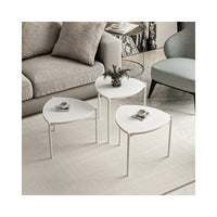 Tris tavolini da salotto Lenny colore bianco