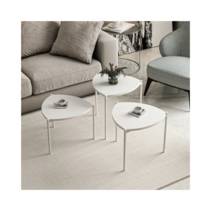 Tris tavolini da salotto Lenny colore bianco