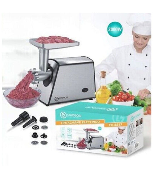 Tritacarne Elettrico Tx-8247 Accessori 2000 W Ideale Per Tritare Salsicce Kebbe         