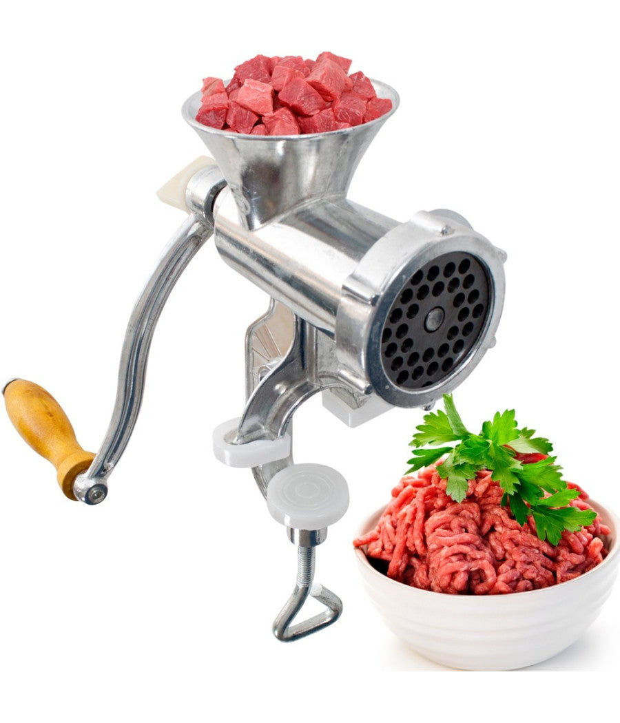 Tritacarne Trita Carne Trita Verdure Manuale Con Manovella In Alluminio         
