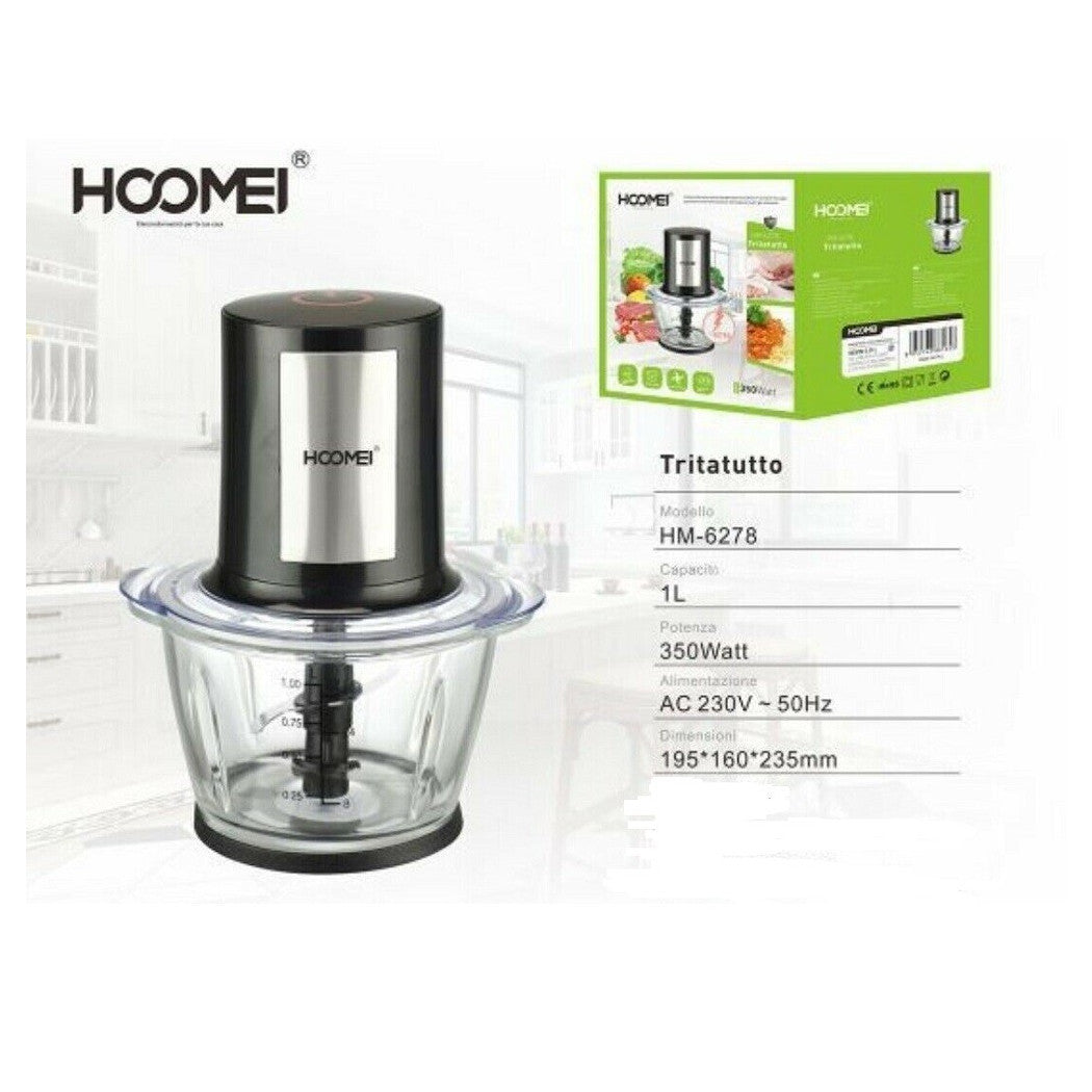 Trade Shop - Tritatutto 1 Litro 350w Robot Cucina Trita Verdure Elettrico Hoomei Hm-6278 -