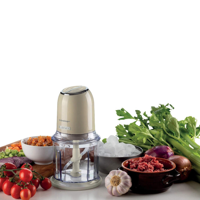 Tritatutto Vintage - 2 Velocità - 4 Lame Acciaio Inox - 400W - Beige