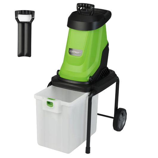 Trituratore elettrico per legno 2800w trituratore da giardino con cesto da 50 l-Trituratore pesante a filo per pulizia del giardino Verde