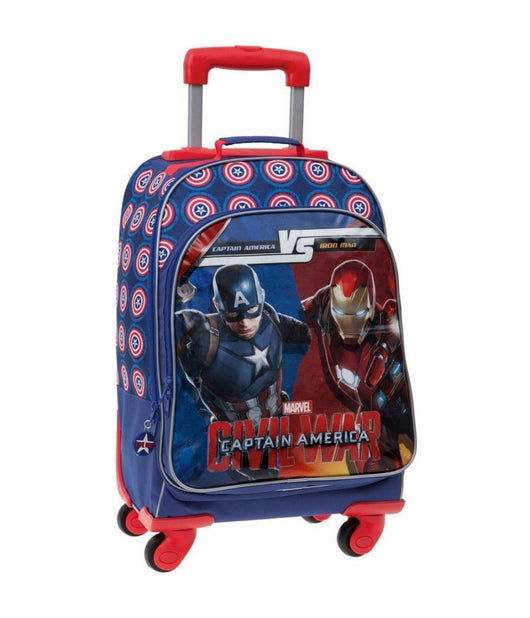Trolley Zaino Bambino Scuola Tempo Libero Bagaglio A Mano 4 Ruote Marvel         