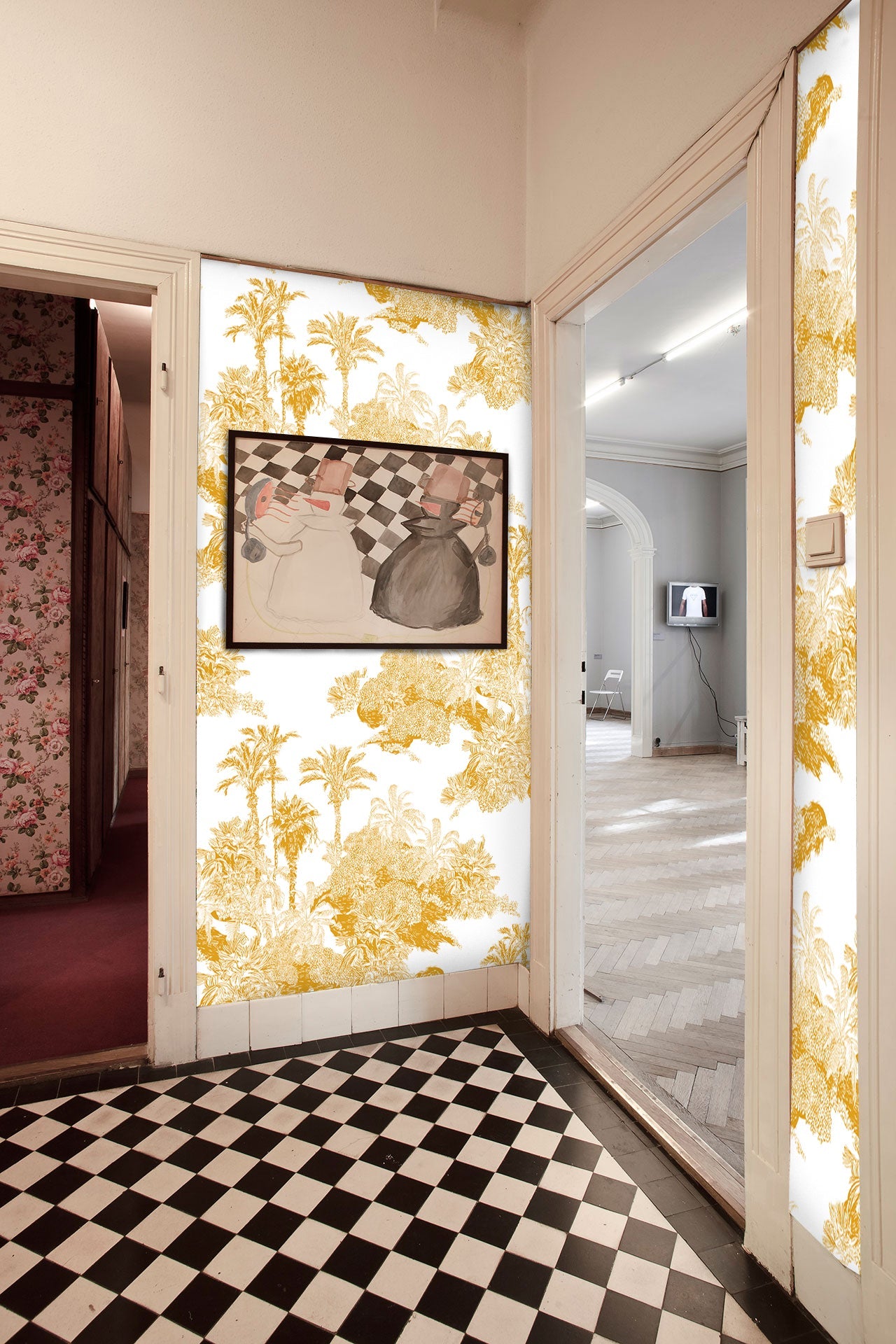 Carta da Parati Toile de Jouy Carta Vegana 250x200cm 5,5mq 