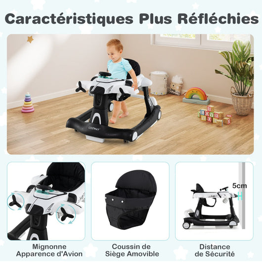 Girello pieghevole 6 in 1 72,5 x 64 x 54 cm multifunzionale telaio in legno rimovibile facilmente trasportabile PP bianco 20_0014548