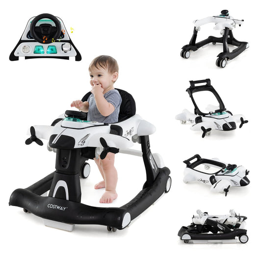 Girello pieghevole 6 in 1 72,5 x 64 x 54 cm multifunzionale telaio in legno rimovibile facilmente trasportabile PP bianco 20_0014548