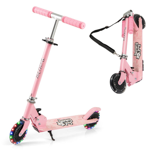 Monopattino pieghevole per bambini 68 x 105 x 78 cm sicurezza rinforzata design giocoso tracolla in alluminio rosa 20_0014601