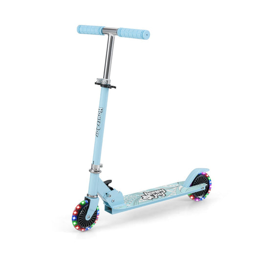 Monopattino pieghevole per bambini 66 x 33 x 80 cm 3 altezze regolabili ruote lampeggianti stile moderno alluminio azzurro 20_0014592
