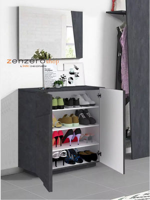  Scarpiera a 2 ante con disegni geometrici in finitura Ardesia, ZTCA60884666