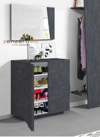  Scarpiera a 2 ante con disegni geometrici in finitura Ardesia, ZTCA60884666