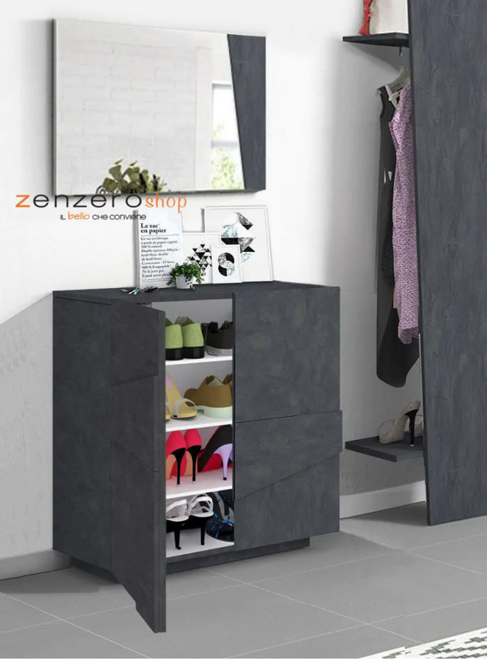  Scarpiera a 2 ante con disegni geometrici in finitura Ardesia, ZTCA60884666