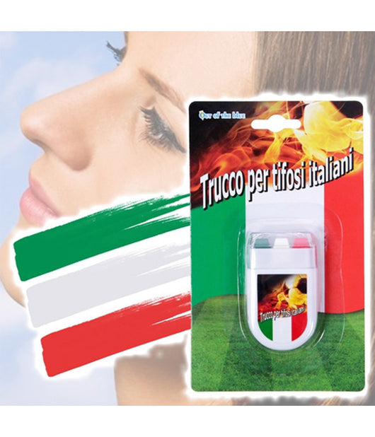 Trucco Per Tifosi Bandiera Italia Italiana 4x6cm Stick Make Up Viso Calcio Sport         