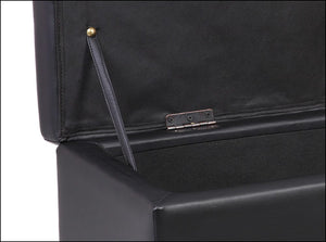Cassapanca Bukit con Seduta Imbottita Ottomana Contenitore 118x37x43 cm Similpelle Nero [en.casa]