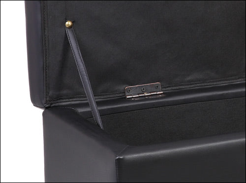 Cassapanca Bukit con Seduta Imbottita Ottomana Contenitore 118x37x43 cm Similpelle Nero [en.casa]