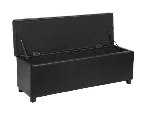 Cassapanca Bukit con Seduta Imbottita Ottomana Contenitore 118x37x43 cm Similpelle Nero [en.casa]