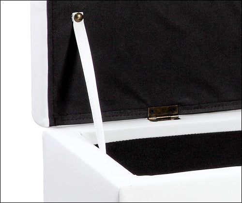 Cassapanca Bukit con Seduta Imbottita Ottomana Contenitore 118x37x43 cm Similpelle Bianco [en.casa]