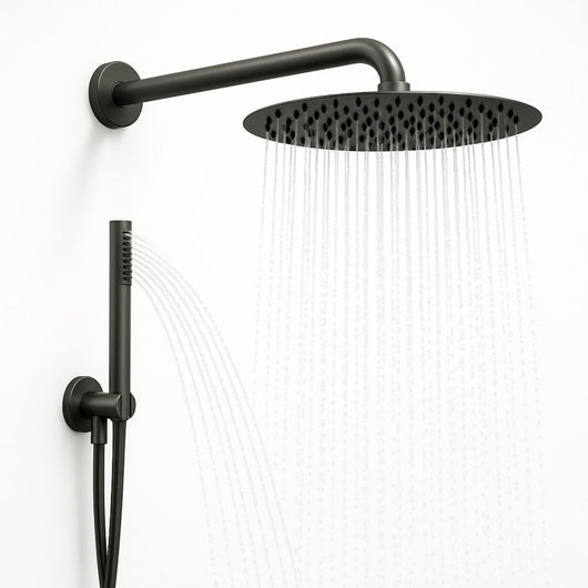 Set per doccia soffione tondo in acciaio inox 250 millimetri canna di fucile *** finitura- canna di fucile, confezione 1