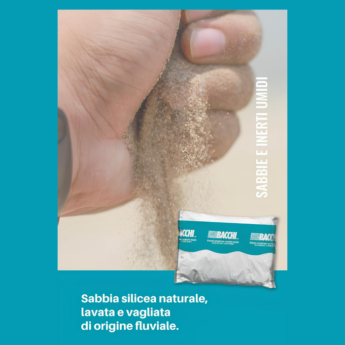 Sabbia fine silicea naturale granulometria 0,6 mm finitura superfici sacco kg 25