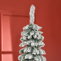 Albero di Natale Innevato a 3 Sezioni con 490 Rami in Metallo e Plastica, 54x54x210 cm, Verde
