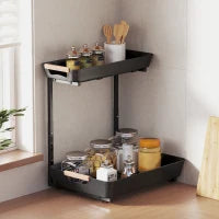 Scaffale da Cucina con 2 Ripiani, 40x30x42 cm, Nero