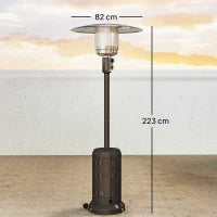 Riscaldatore per esterni terrazza a gas, portatile, 11 KW, con livelli di calore regolabili 82x82x223cm Nero