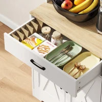 Credenza da cucina con 6 ante, 2 cassetti, piano di lavoro e ripiani regolabili 94x39,5x175,2cm Bianco