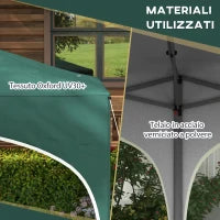 Gazebo da Giardino ad Altezza Regolabile con Fori di Drenaggio e Borsa da Trasporto, in Metallo, Verde