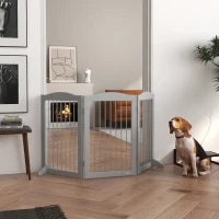 Barriera di Sicurezza per Cani per Scale e Porte Design Pieghevole e Supporto a Terra 154x30x80 cm Grigio