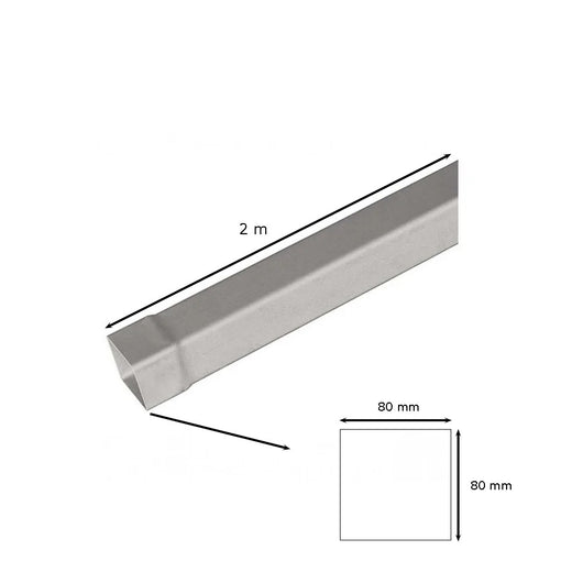 Tubo in pvc marrone/grigio quadro : Colore - Grigio, Diametro - 80x80 Quadro, Metri Lineari - 2 metri