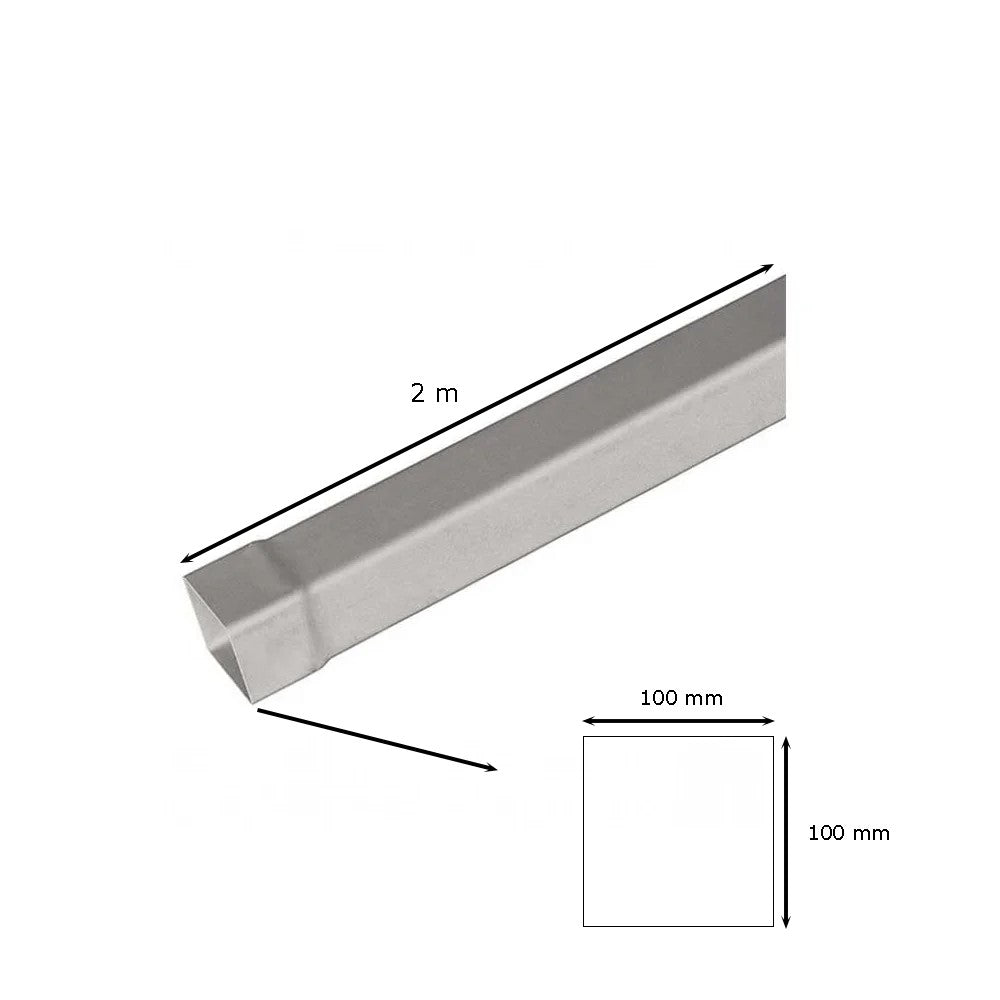 Tubo in pvc marrone/grigio quadro : Colore - Grigio, Diametro - 100x100 Quadro, Metri Lineari - 2 metri